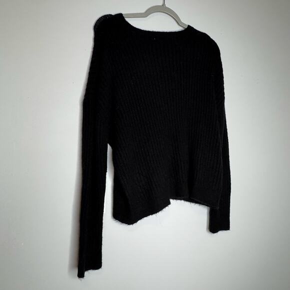 One Grey Day Miles Pullover Sweater Black Ribbed Distressed NWT Size Small - Picture 5 of 8